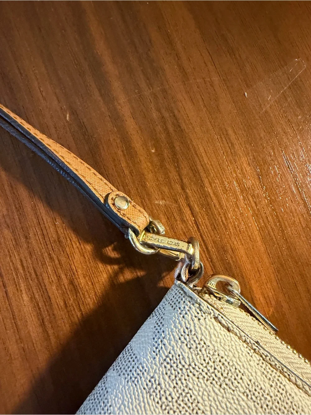 Michael Kors Tan & Cream Signature Zip Wallet Wristlet